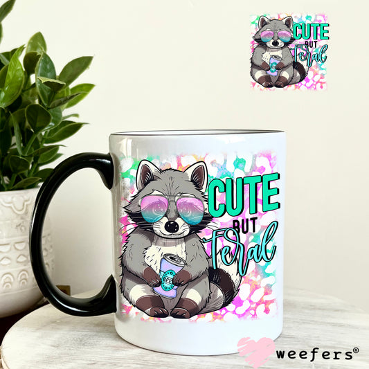Cute But Feral Raccoon UV DTF Decal 11oz Coffee Mug Weefers