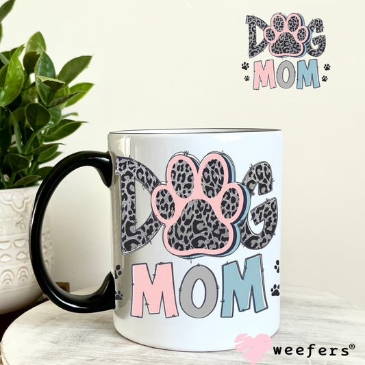 Dog Mom Mauve Blue Cheetah Paw UV DTF Decal 11oz Coffee Mug Weefers