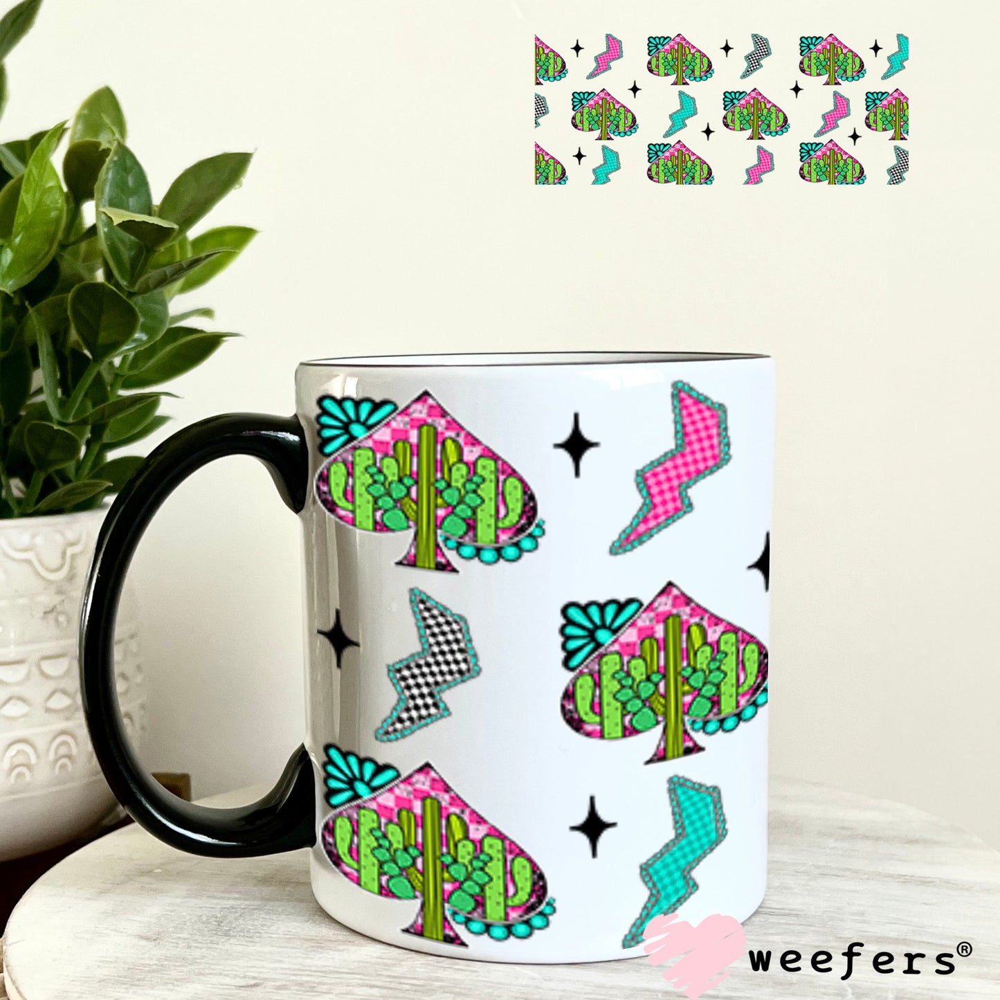 Colorful Desert Spade Turquoise Sidekick UV DTF Cup Wrap - WEEFERS EXCLUSIVE WRAP 11oz Coffee Mug Cup Wrap Weefers