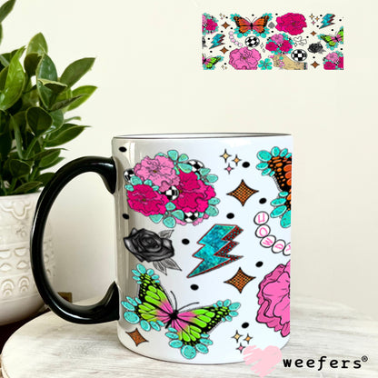 Howdy Pink Flowers Butterflies UV DTF Cup Wrap - WEEFERS EXCLUSIVE WRAP 11oz Coffee Mug Cup Wrap Weefers