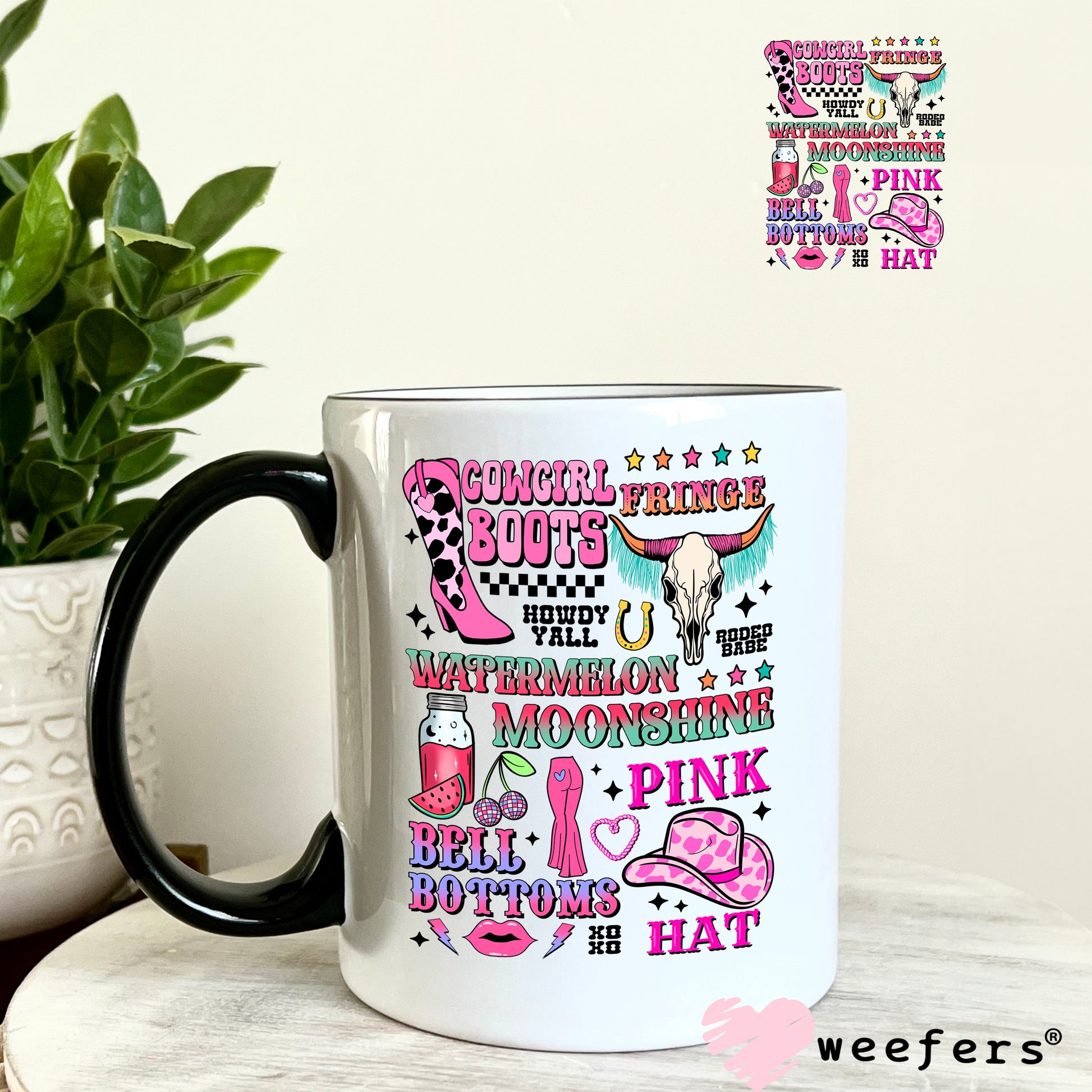 Cowgirl Favorite Things UV DTF Decal 11oz Coffee Mug Weefers
