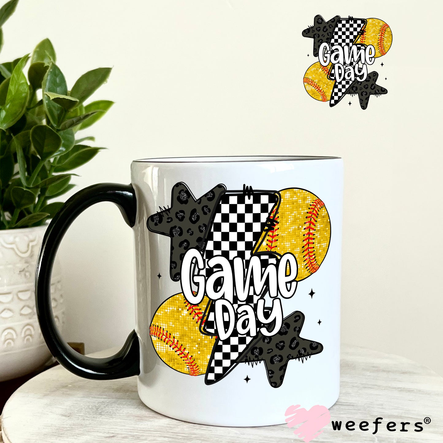 Game Day Softball UV DTF Decal 11oz Coffee Mug Weefers