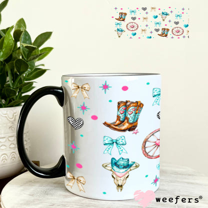Hey There Cowboy Teal and Pink Sidekick UV DTF Cup Wrap - WEEFERS EXCLUSIVE WRAP 11oz Coffee Mug Cup Wrap Weefers