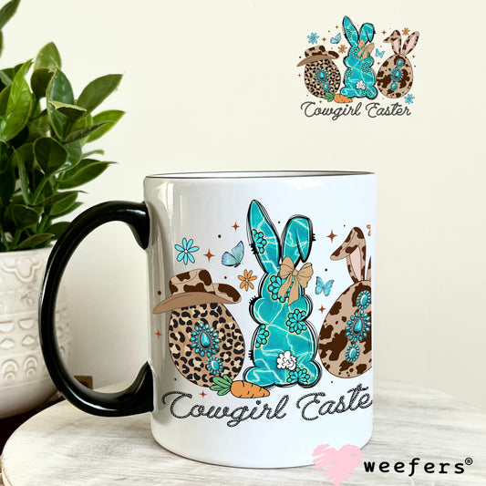 Cowgirl Easter Bunnies UV DTF Decal 11oz Coffee Mug Weefers