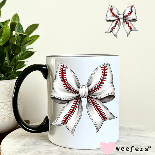 Baseball Bow UV DTF Decal 11oz Coffee Mug Weefers