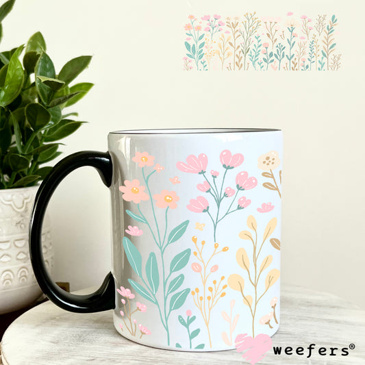 Pastel Wild Flowers UV DTF Cup Wrap 11oz Coffee Mug Weefers