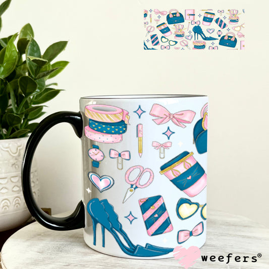 Blue and Pink Girl Planner UV DTF Cup Wrap - Exclusive WEEFERS WRAP 11oz Coffee Mug Cup Wrap Weefers
