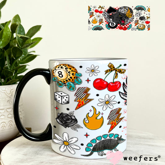 Leopard Turquoise Eightball and Armadillo UV DTF Cup Wrap - Exclusive WEEFERS WRAP 11oz Coffee Mug Weefers