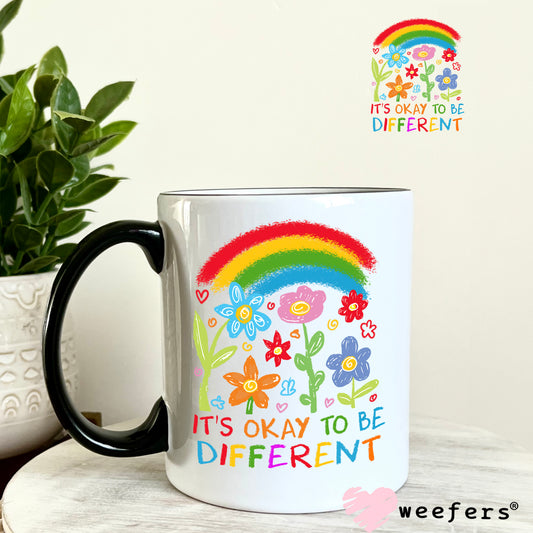 It's Okay to Be Different Autism Awareness UV DTF Decal 11oz Coffee Mug Weefers