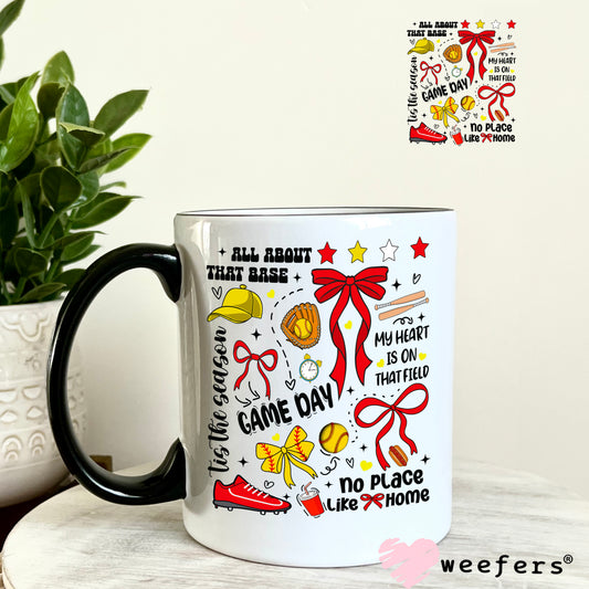 Softball Game Day Quotes UV DTF Decal 11oz Coffee Mug Weefers