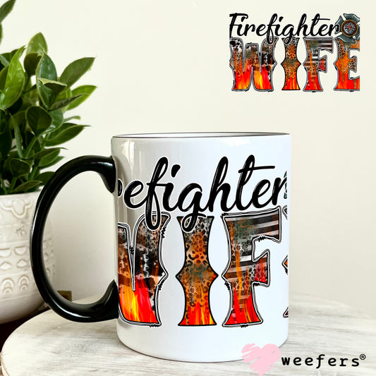 Firefighter Wife Fire Flames UV DTF Decal 11oz Coffee Mug Weefers