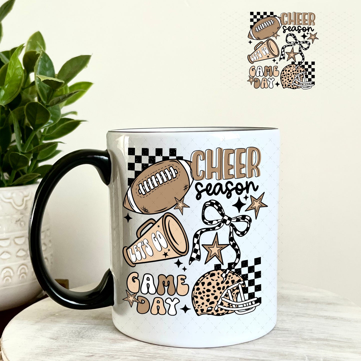 Cheer Season Game Day Megaphone UV DTF Decal 11oz Coffee Mug Weefers
