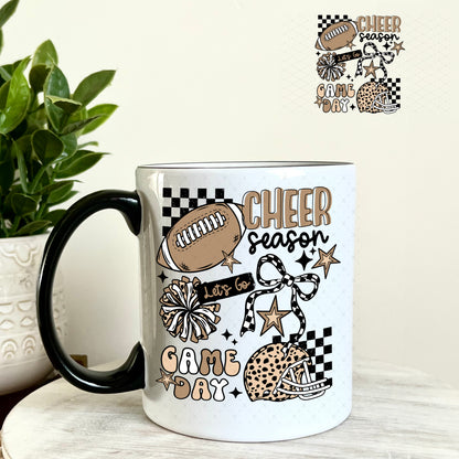 Cheer Season Game Day Pom Pom UV DTF Decal 11oz Coffee Mug Weefers