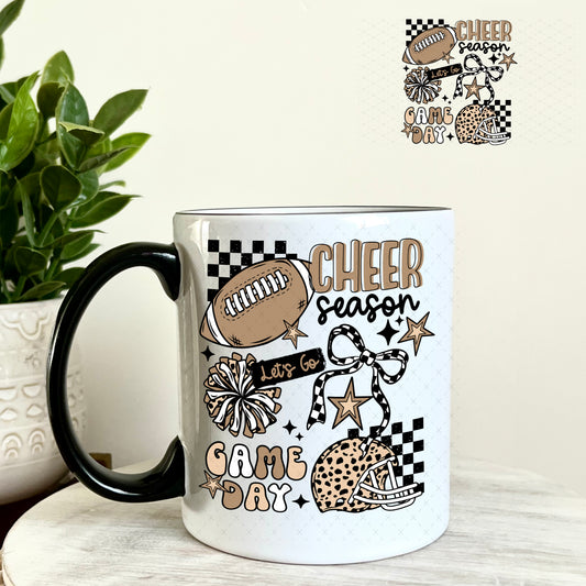 Cheer Season Game Day Pom Pom UV DTF Decal 11oz Coffee Mug Weefers