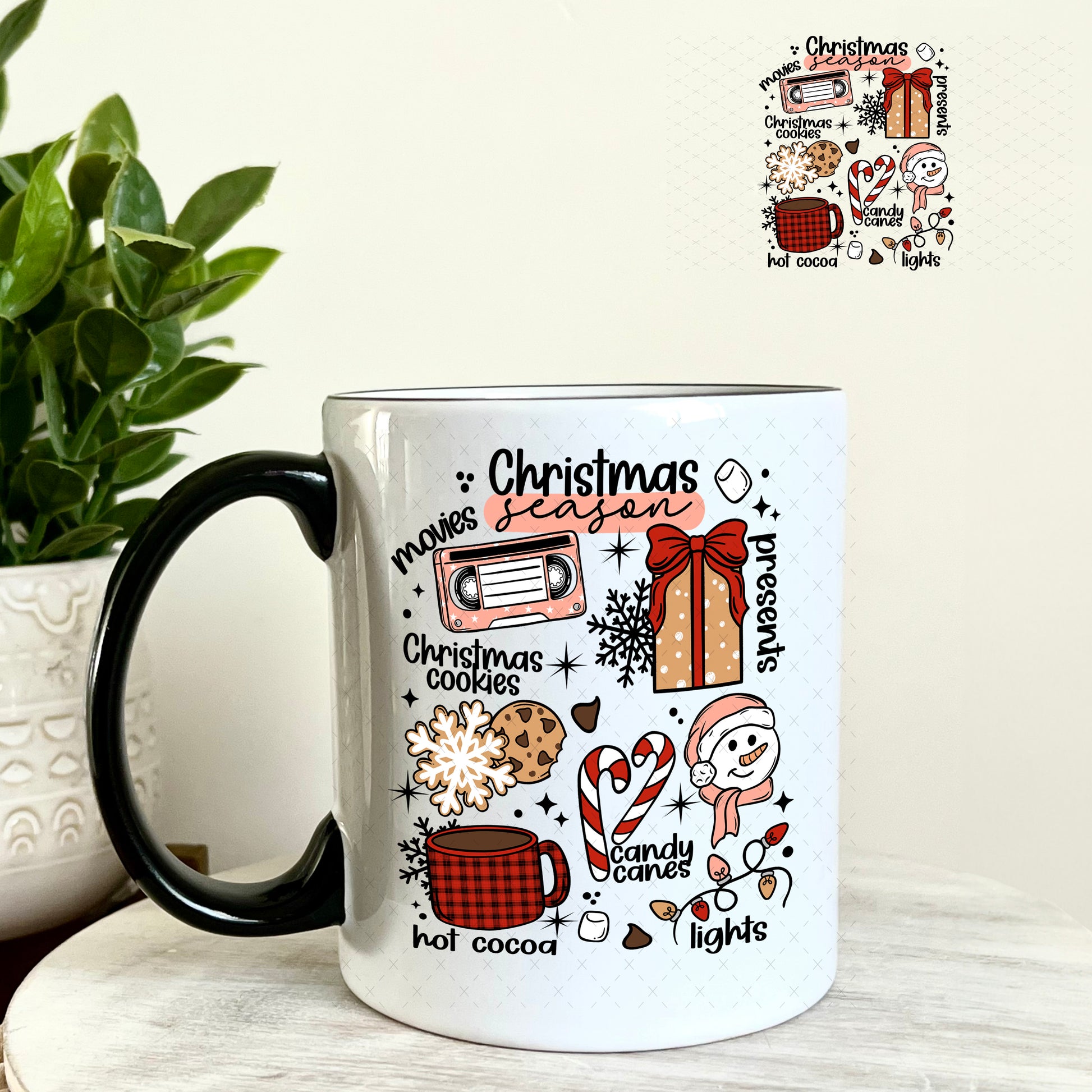 Christmas Favorite Things UV DTF Decal 11oz Coffee Mug Weefers