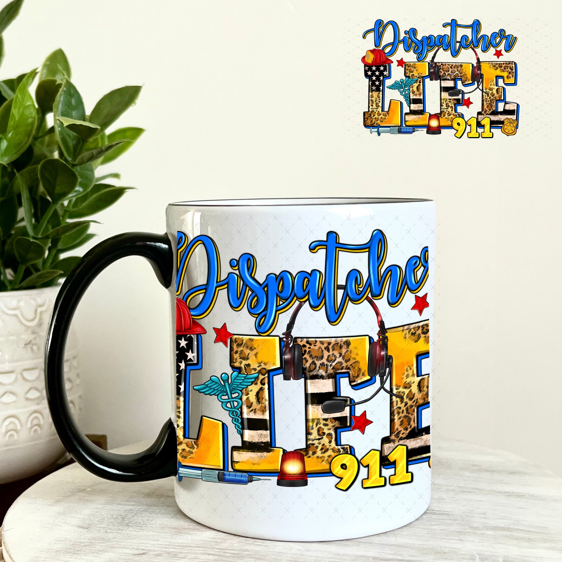 Dispatcher Life 911 UV DTF Decal 11oz Coffee Mug Weefers