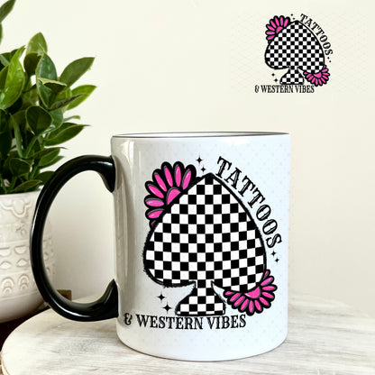 Tattoos and Western Vibes UV DTF Decal 11oz Coffee Mug Weefers