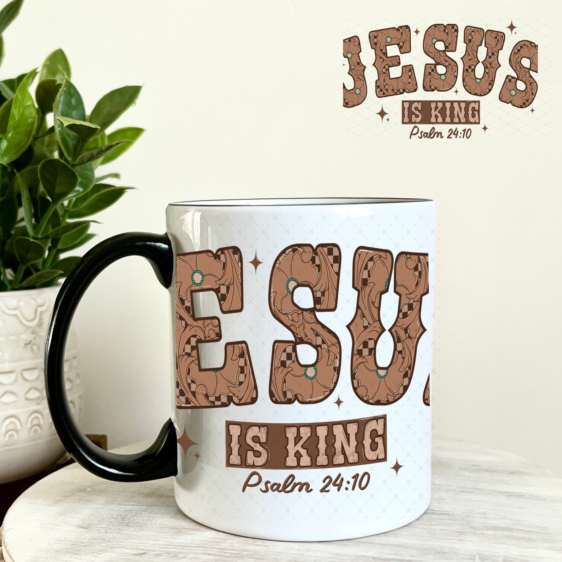 Jesus is King Psalm 24:10 UV DTF Decal 11oz Coffee Mug Weefers
