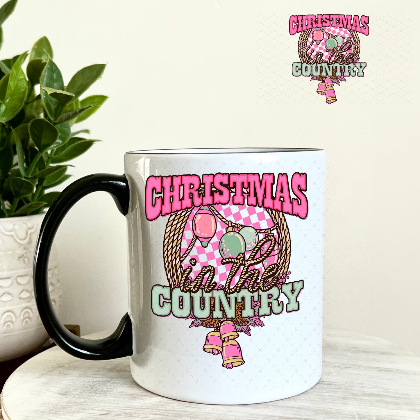 Christmas Country UV DTF Decal 11oz Coffee Mug Weefers