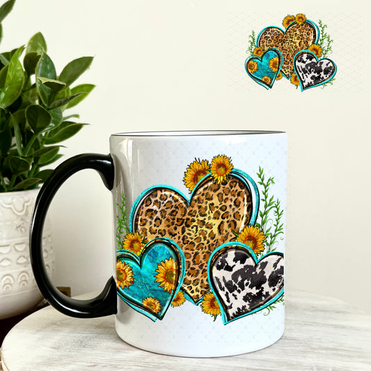 Western Hearts UV DTF Decal 11oz Coffee Mug Weefers