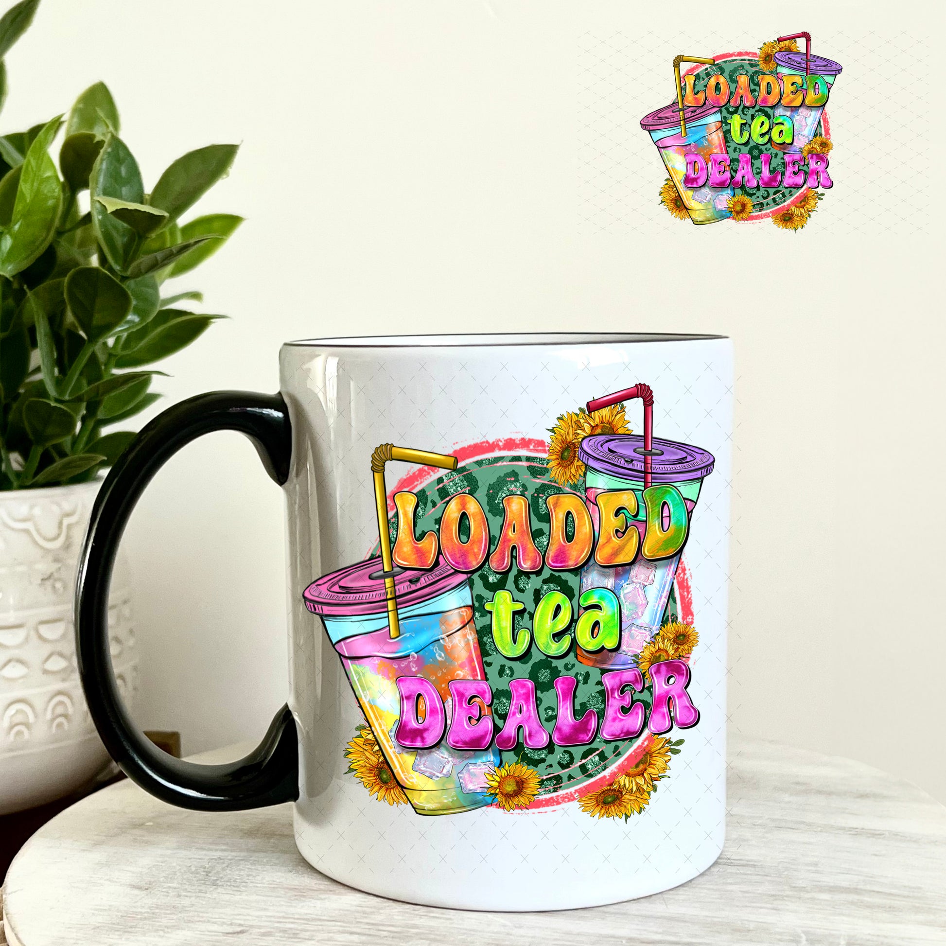 Loaded Tea Dealer UV DTF Decal 11oz Coffee Mug Weefers