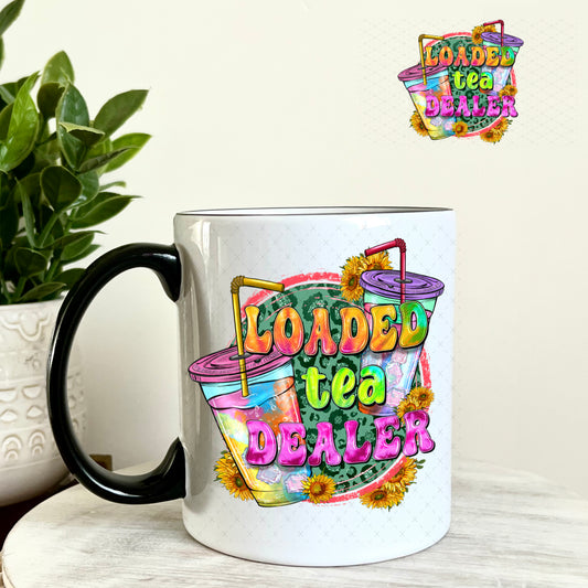 Loaded Tea Dealer UV DTF Decal 11oz Coffee Mug Weefers