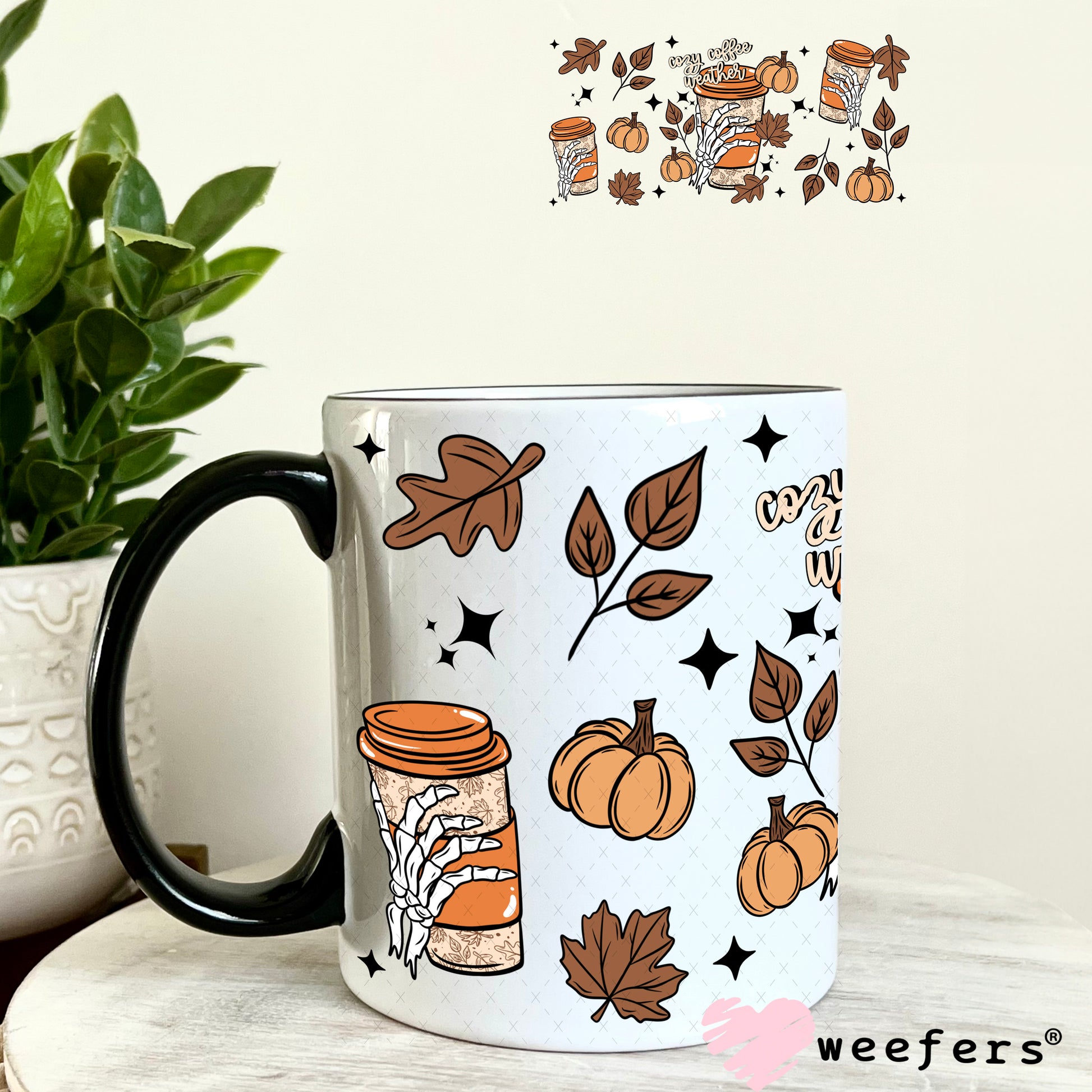 Cozy Coffee Weather UV DTF Cup Wrap 11oz Coffee Mug Weefers