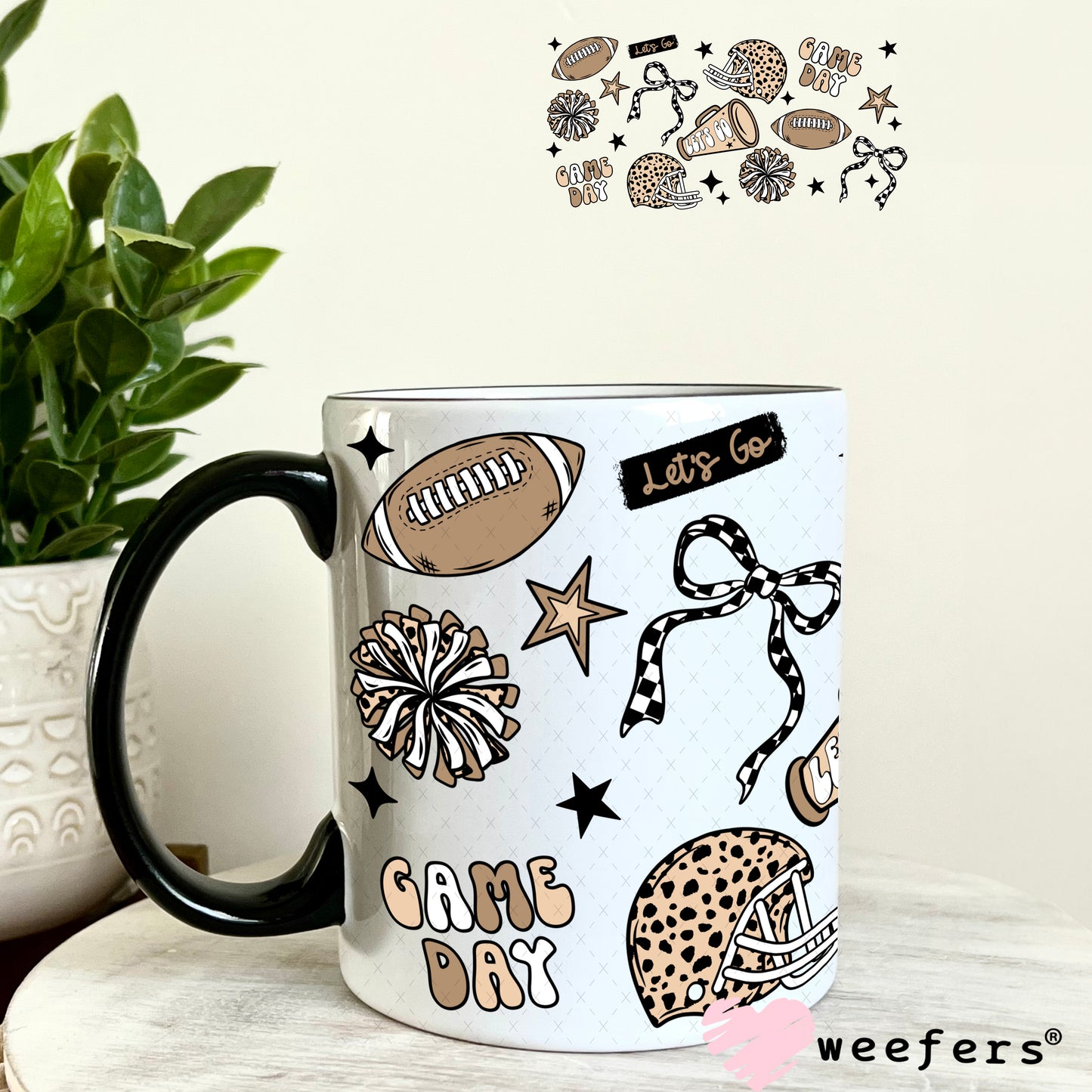 Lets Go Game Day Football Megaphone UV DTF Cup Wrap 11oz Coffee Mug Weefers