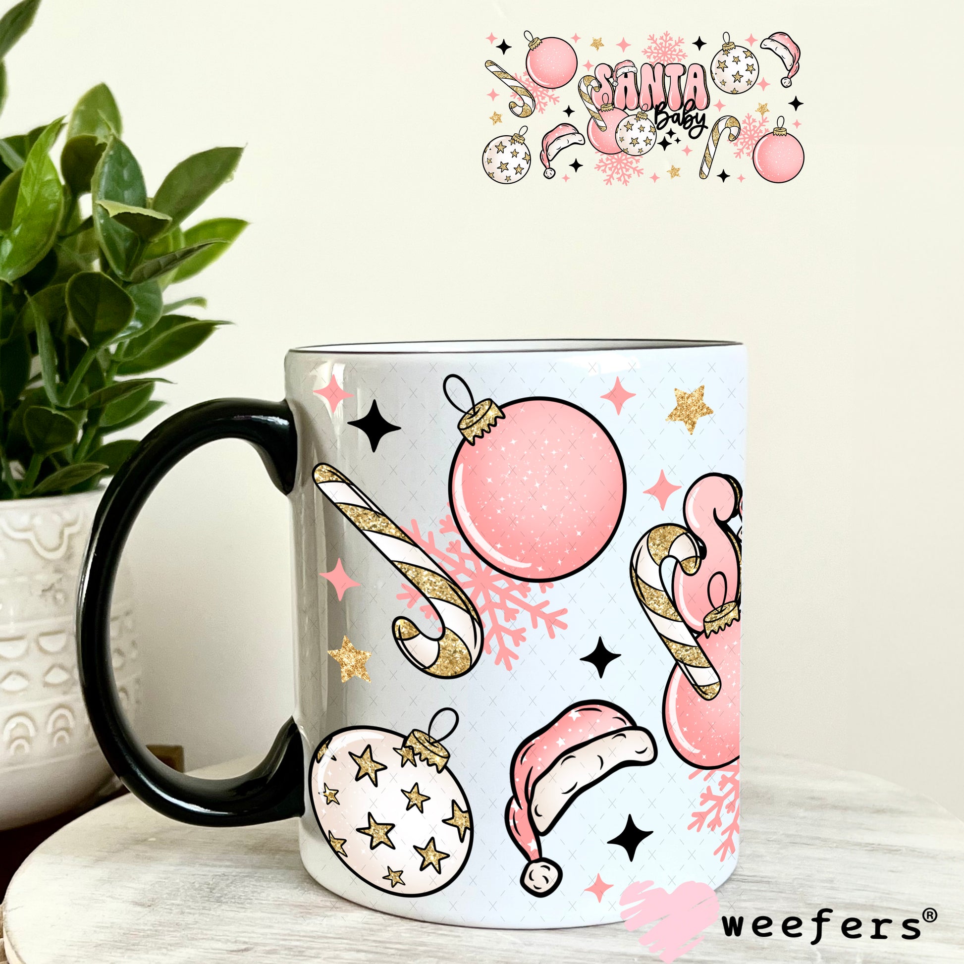 Santa Baby Christmas UV DTF Cup Wrap 11oz Coffee Mug Weefers