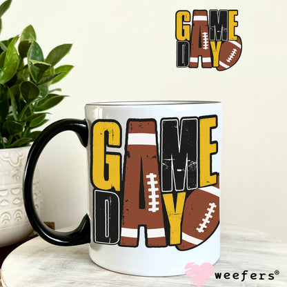 Game Day Football Brown Yellow and Black UV DTF Decal - Weefers