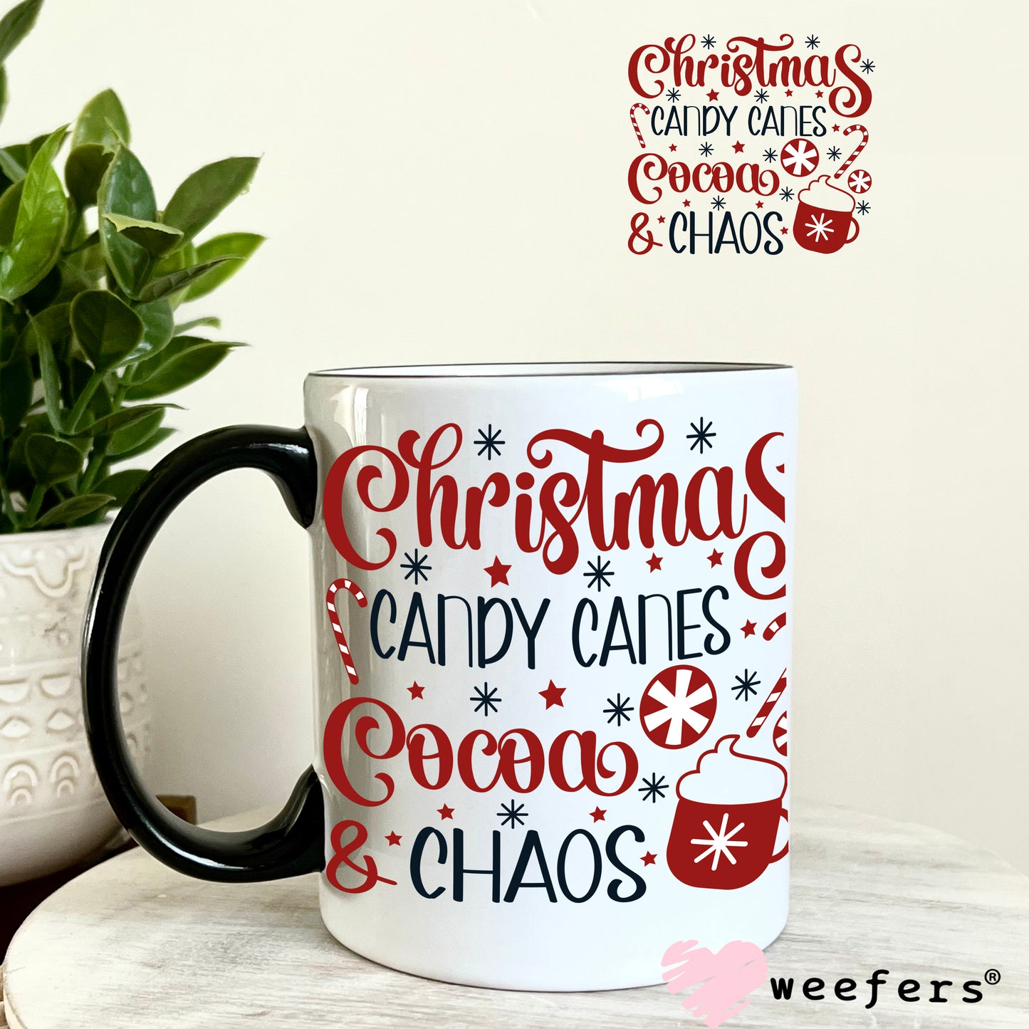 Christmas Candy Canes Cocoa Chaos UV DTF Decal - Weefers