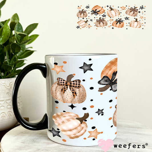 Watercolor Fall Plaid Pumpkins UV DTF Cup Wrap - Weefers