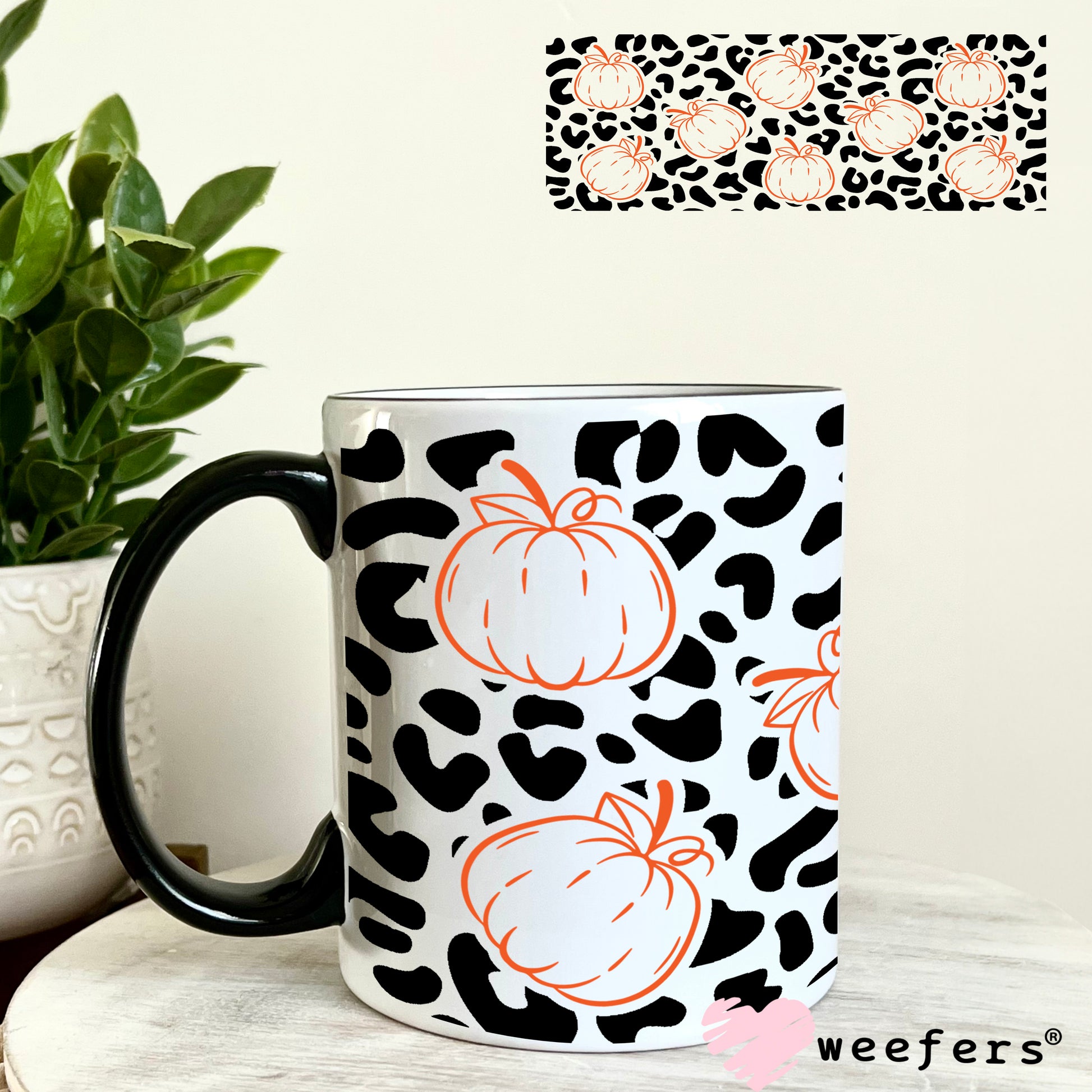 Cheetah Print Orange Pumpkins UV DTF Cup Wrap - Weefers