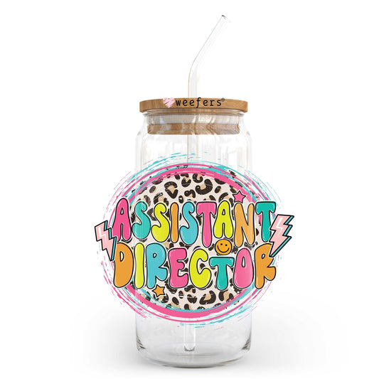 Assistant Director Pink Cheetah 20oz Libbey Glass Can UV DTF or Sublimation Wrap - Decal Transfer Weefers