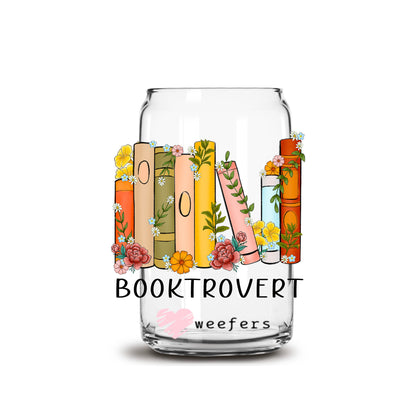 BookTrovert Floral Books 16oz Libbey Glass Can UV DTF or Sublimation Wrap - Decal - Weefers