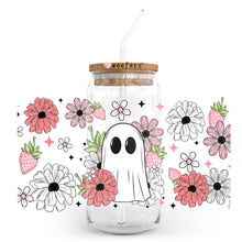 Load image into Gallery viewer, Ghost And Flowers 20oz Libbey Glass Can, 34oz Hip Sip, 40oz Tumbler, 24oz Cold Cup UV DTF or Sublimation Decal Transfer - Weefers
