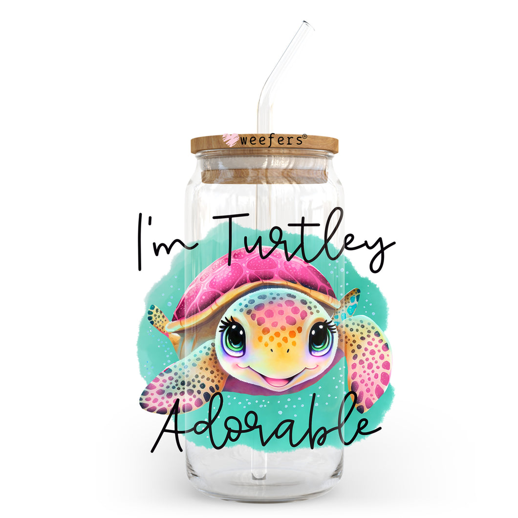 a glass jar with a picture of a turtle inside of it