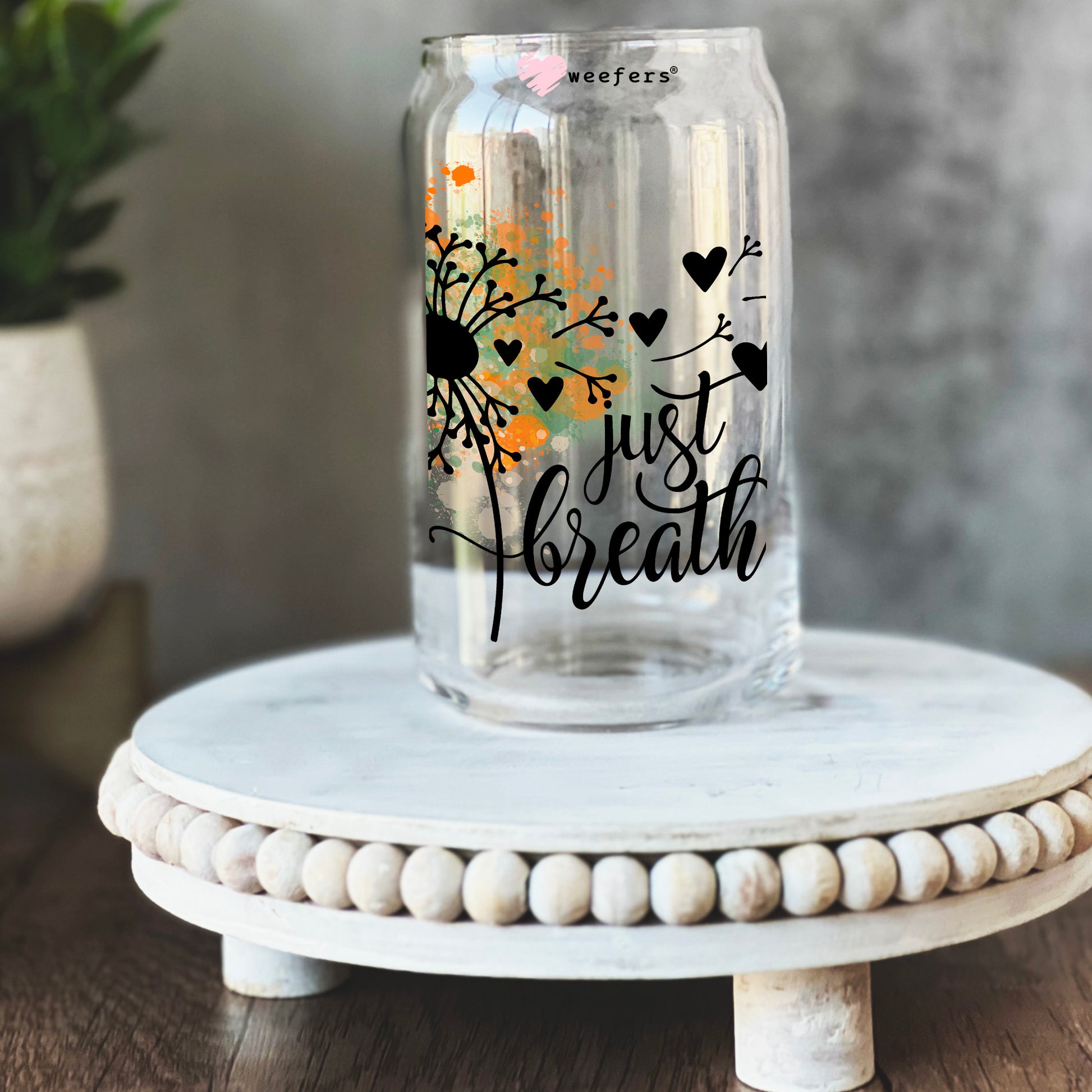 Just Breathe Fall 16oz Libbey Glass Can UV DTF or Sublimation Wrap - Decal - Weefers