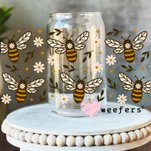 Load image into Gallery viewer, Brown Bees and Flowers UV DTF Cup Wrap - Weefers
