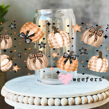 Load image into Gallery viewer, Watercolor Fall Plaid Pumpkins UV DTF Cup Wrap - Weefers
