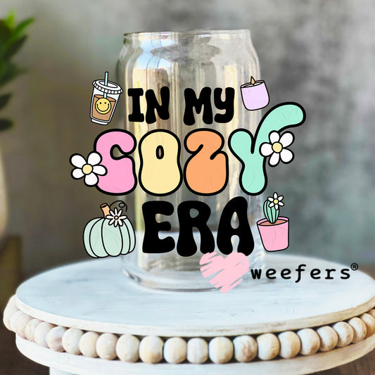 In My Cozy Era UV DTF Decal 16oz Libbey Glass Original Size Weefers