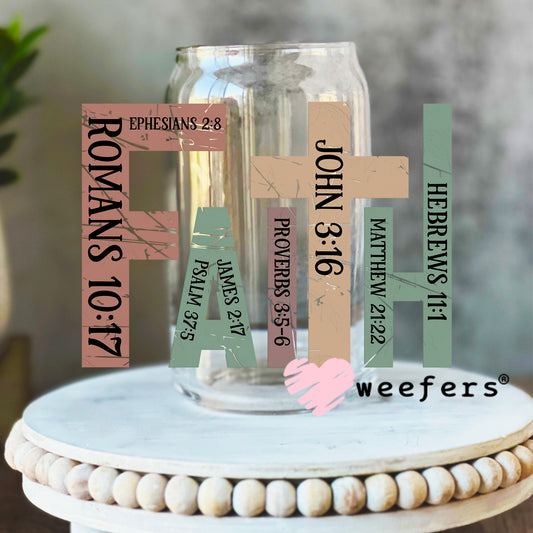 Faith Christian Romans 10:17 UV DTF Decal 16oz Libbey Glass Original Size Weefers