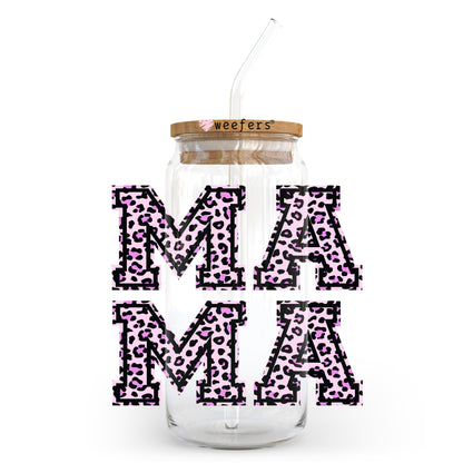 Purple Leopard Mama Block 20oz Libbey Glass Can UV DTF or Sublimation Wrap - Decal Transfer - Weefers