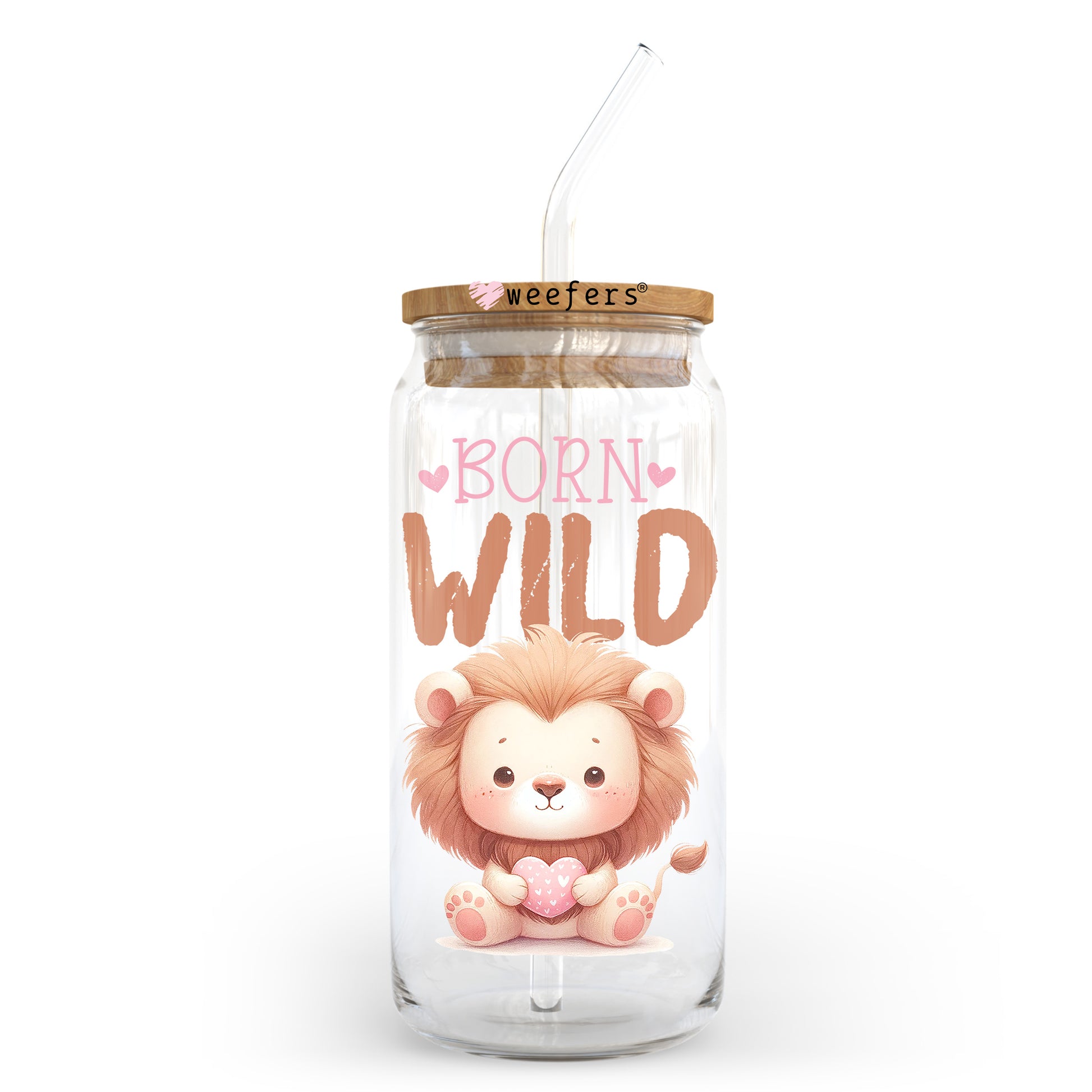 Born Wild Lion 20oz Libbey Glass Can, 34oz Hip Sip, 40oz Tumbler, 24oz Cold Cup UV DTF or Sublimation Decal Transfer - Weefers