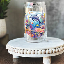 Load image into Gallery viewer, a glass jar with a picture of a dolphin on it
