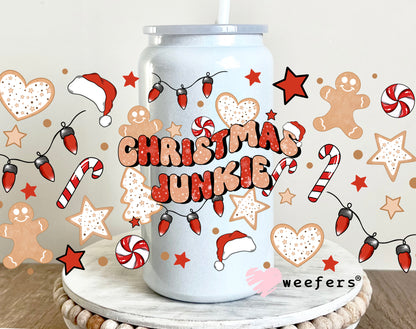 Christmas Junkie Watercolor 16oz UV DTF Cup Wrap