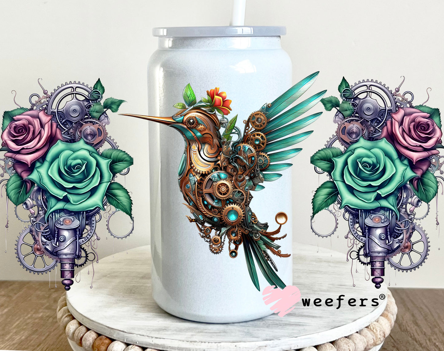 Steampunk Hummingbird 16oz UV DTF Cup Wrap