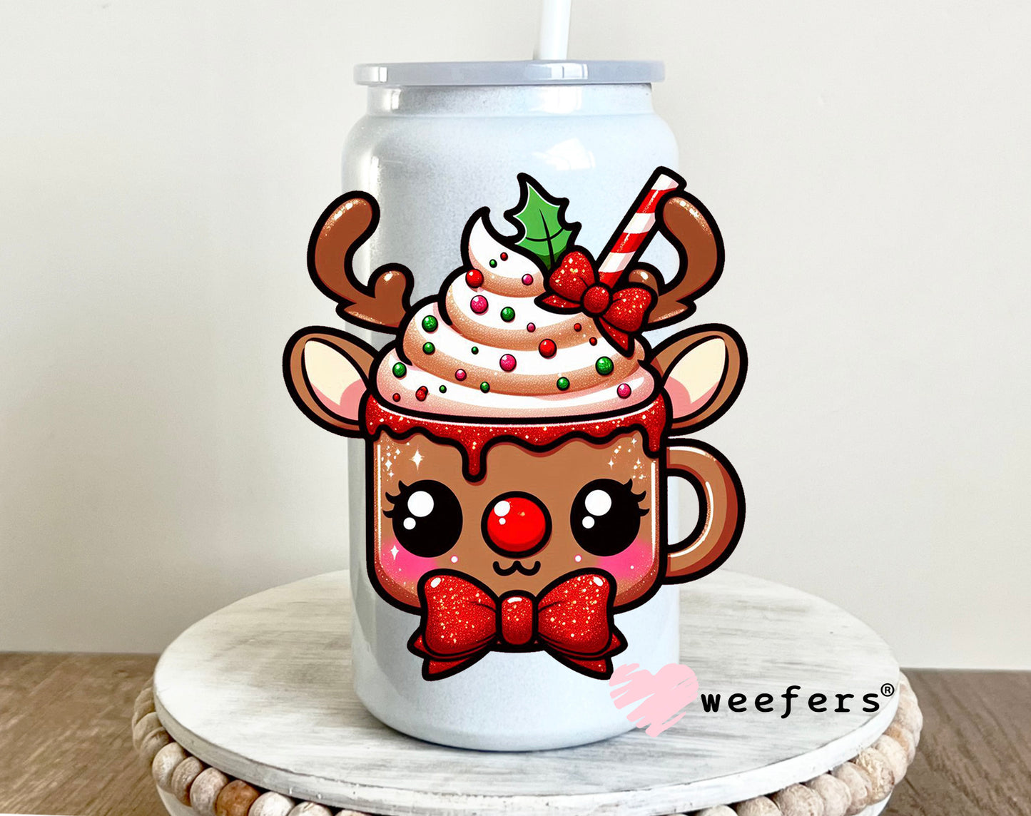 Reindeer Christmas Cocoa 16oz UV DTF Decal