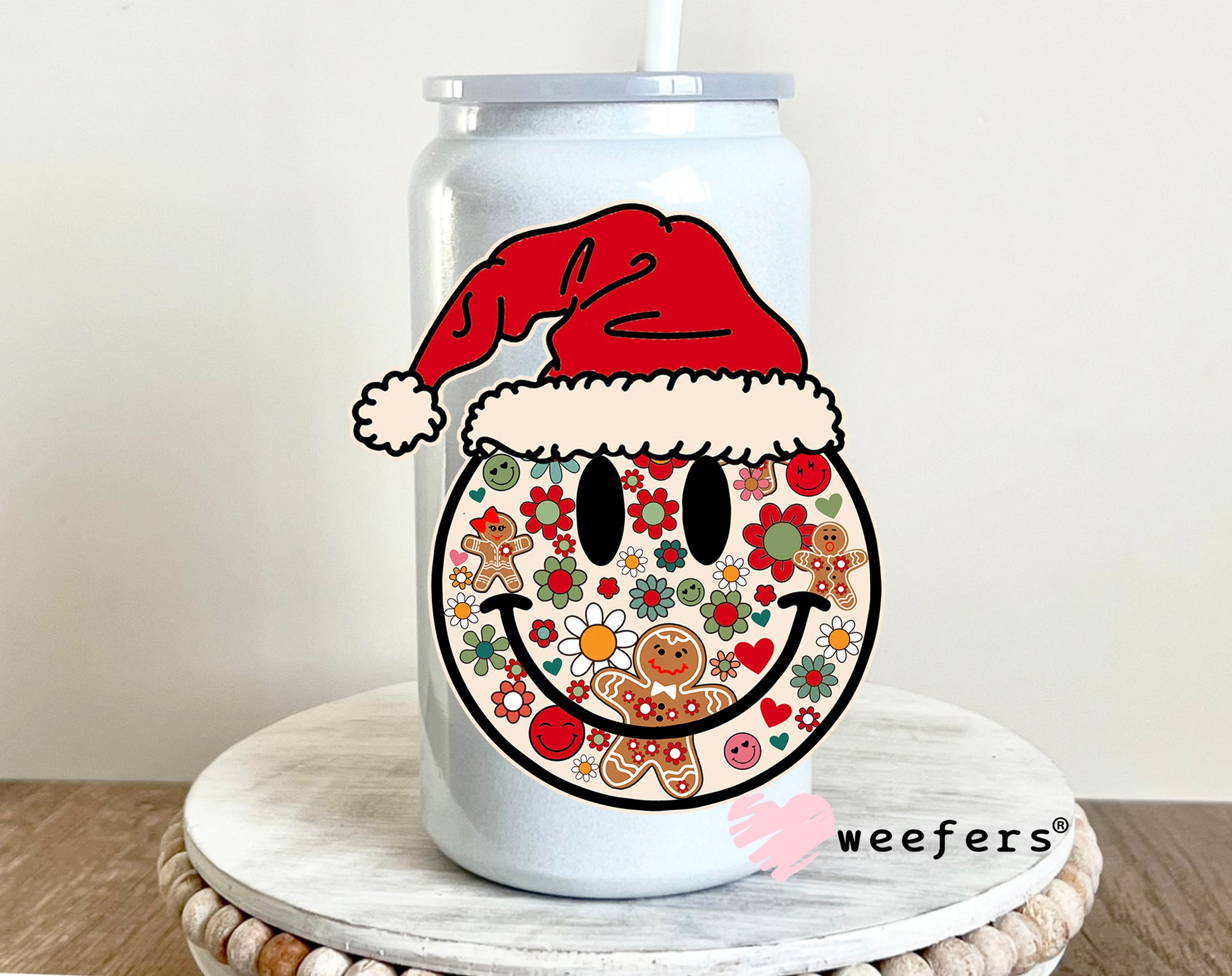 Christmas Smile Face 16oz UV DTF Decal