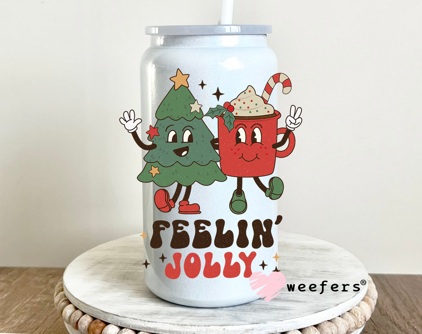 Christmas Retro Feelin' Jolly 16oz UV DTF Decal